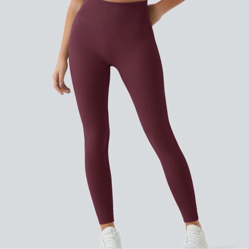 Halara Burgundy Wine Red Seamless Leggings 7/8 High Waisted Smooth S